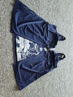 Navy Floral One-Piece Tankini Swim Top